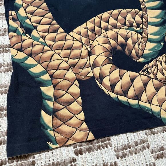 Vintage 1993 Brooks & Dunn Snake Skull All Over Print T-Shirt Single Stitch L - Picture 7 of 11